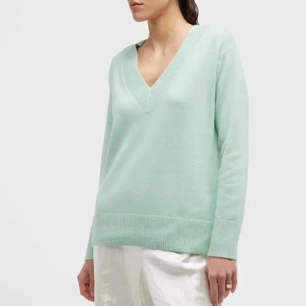 Vince V-Neck Wool Cashmere Sweater‎ Fluoride Mint Green XXS